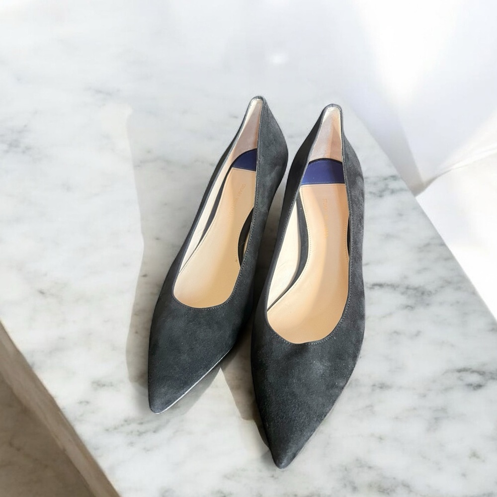 Stuart Weitzman Black Suede Kitten Heels